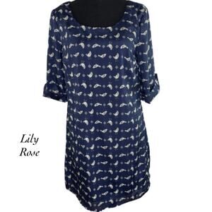 Lily Rose Navy Bird Tunic Dress NWT Size M